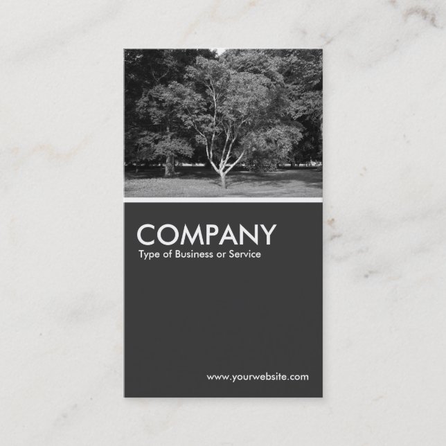 Magnolia Tree BW - 80pc Gray Business Card (Front)