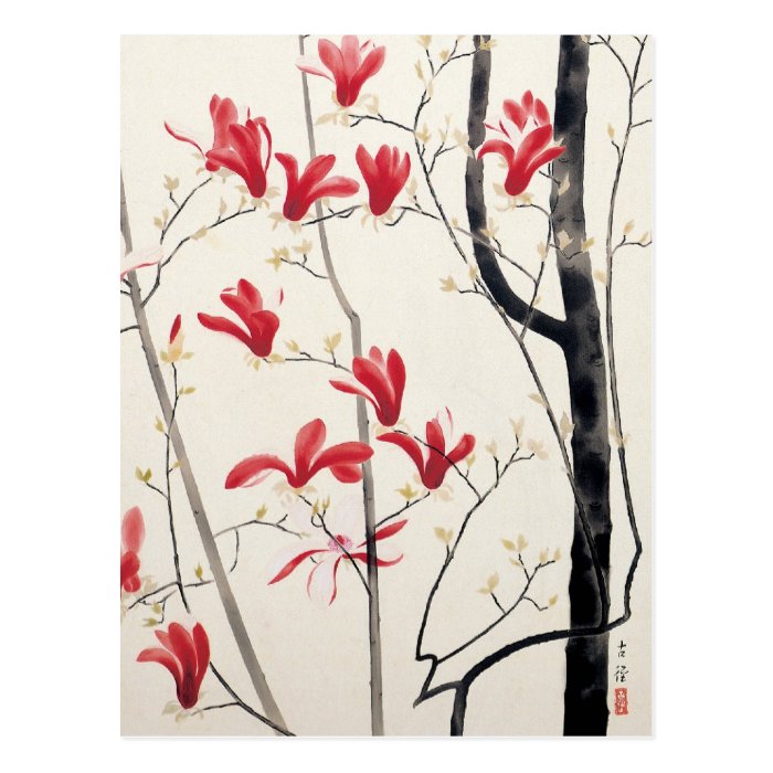 Magnolia Tree by Kobayashi Kokei, Vintage Nature Postcard