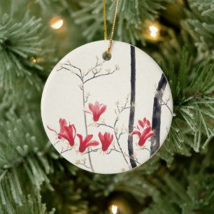 Magnolia Tree by Kobayashi Kokei, Vintage Nature Ceramic Ornament