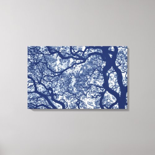 Magnolia Tree _ Cyanotype Effect Canvas Print