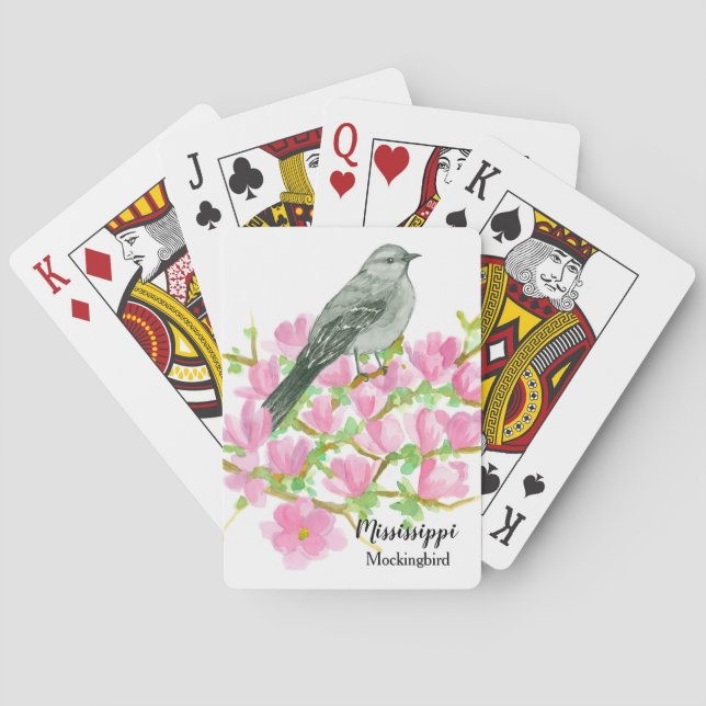Magnolia Tree Mississippi Flowers Souvenir Poker Cards (Back)
