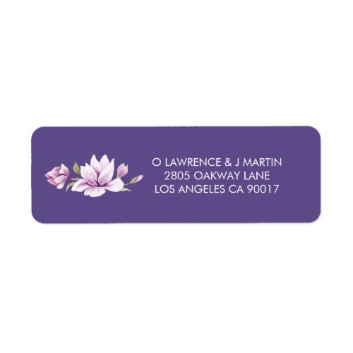 Magnolia Violet Floral Watercolor Label