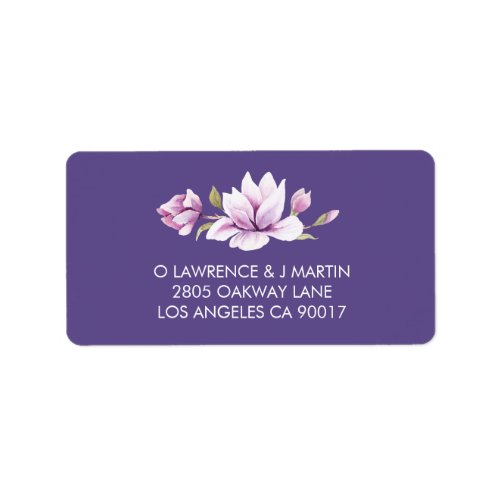 Magnolia Violet Floral Watercolor Label