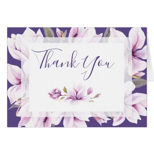 Magnolia Violet Watercolor Floral Thank You Card