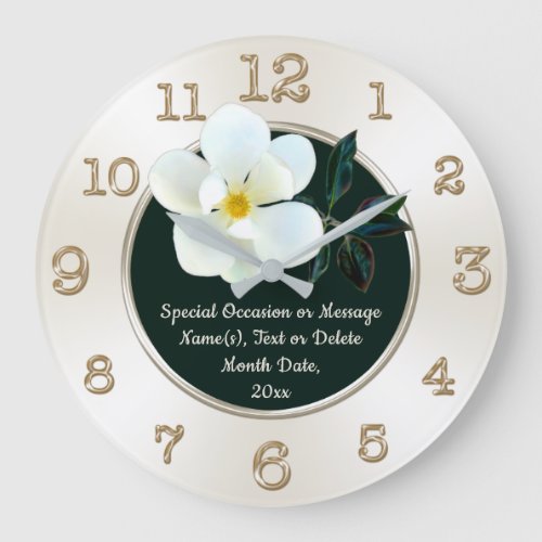 Magnolia Wall Clock Personalised Gifts for Her Large Clock