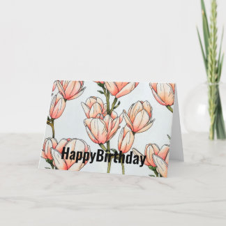 Magnolia watercolor art birthday card