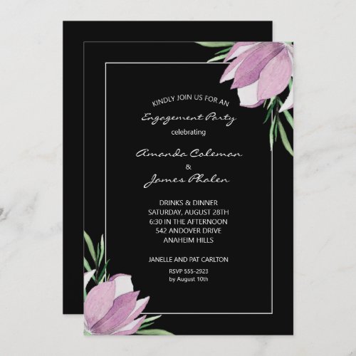 Magnolia Watercolor Engagement Party Invitation