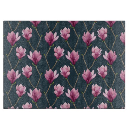 Magnolia Watercolor Floral Pattern Cutting Board