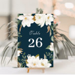 Magnolia watercolor floral wedding table number<br><div class="desc">A Modern floral frame with watercolor magnolia flowers. The text and colors on this card can be personalized.</div>
