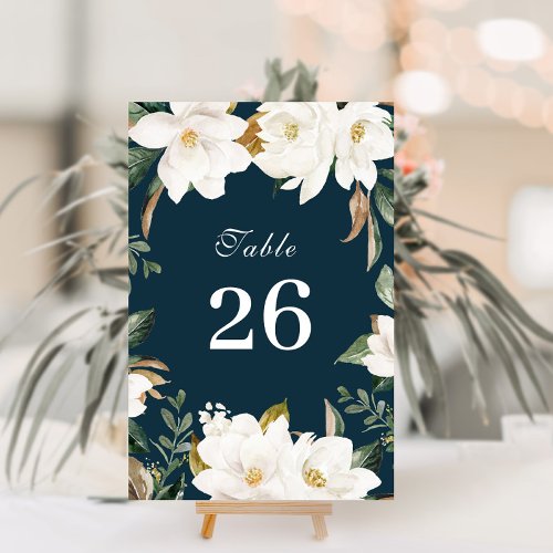 Magnolia watercolor floral wedding table number