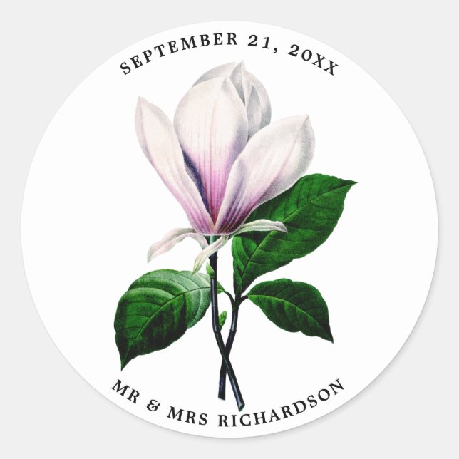 magnolia wedding bridal shower favor sticker (Front)