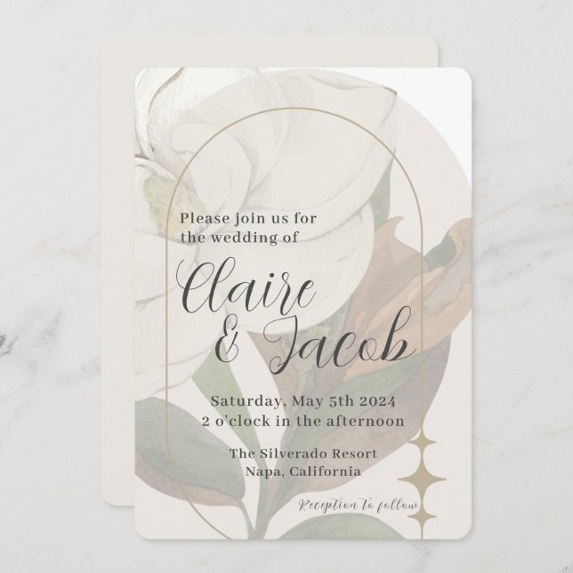Magnolia Wedding Invitation (Front/Back)
