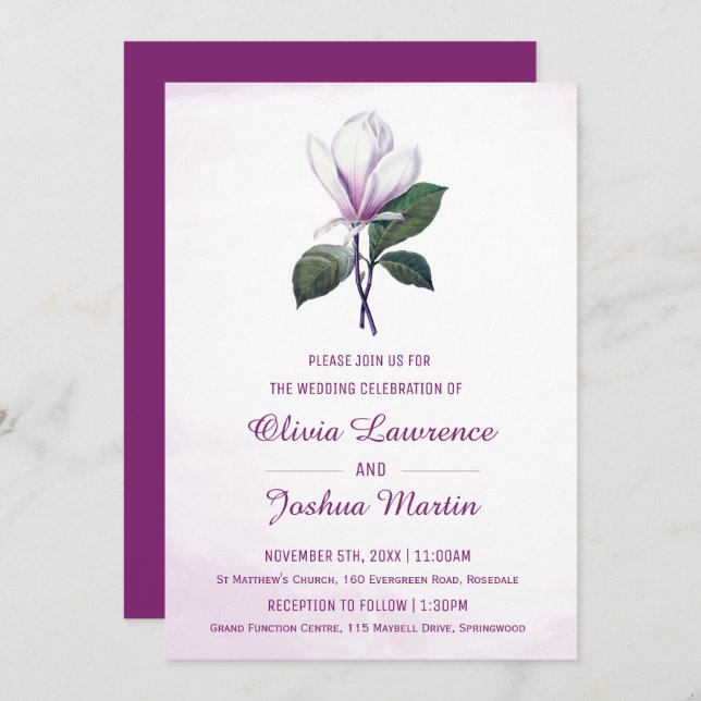 Magnolia Wedding Invitations (Front/Back)