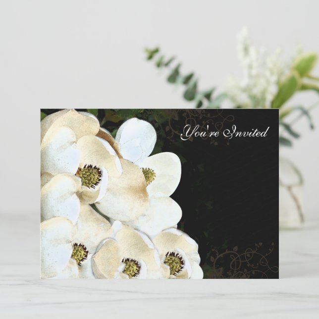 Magnolia  Wedding Invitations on Ice (Standing Front)