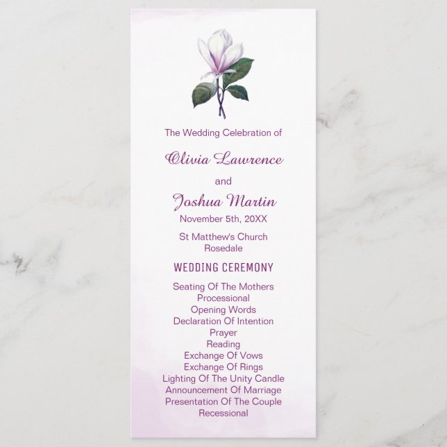 Magnolia Wedding Programs (Front)