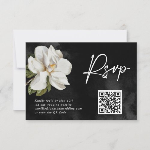 Magnolia Wedding QR Code RSVP Card