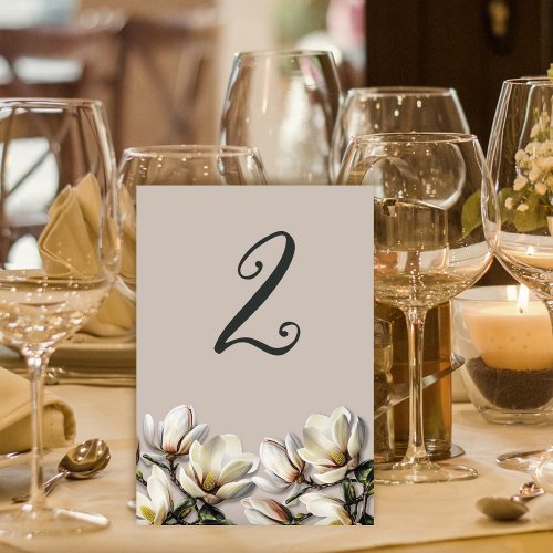 Magnolia Wedding Reception Table Number Cards