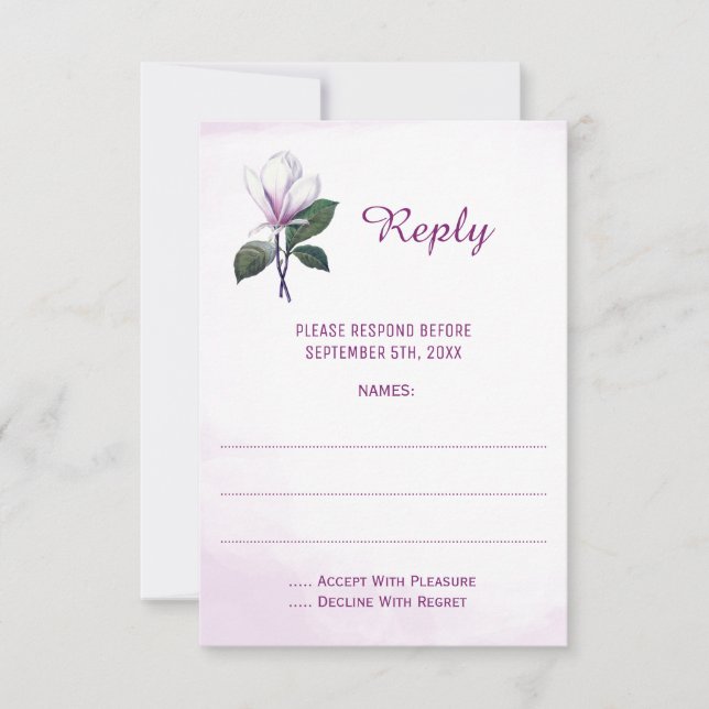Magnolia Wedding Reply Cards (Front)