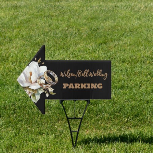 Magnolia Wedding Rings Gold and Black Parking Sign