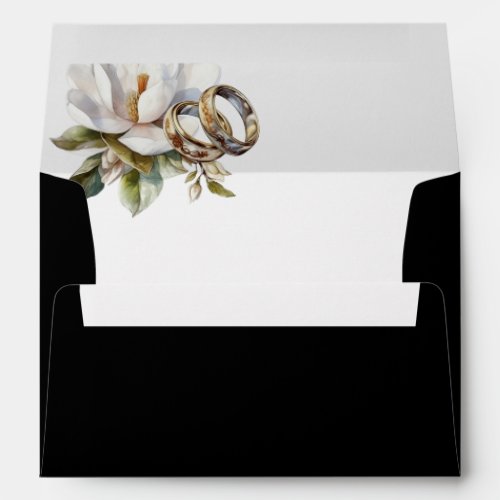 Magnolia Wedding Rings Gold and Black Wedding Envelope