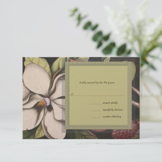 Magnolia  Wedding RSVP Card (Standing Front)