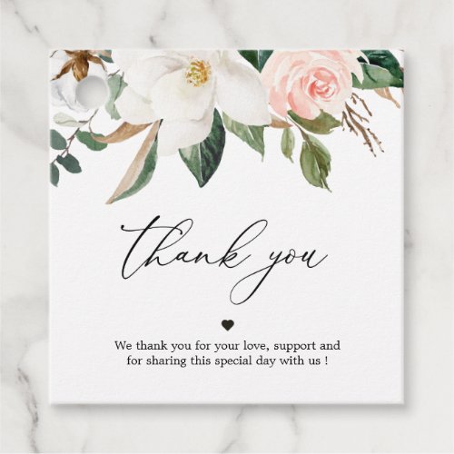 Magnolia White and Blush Thank You Favor Tags