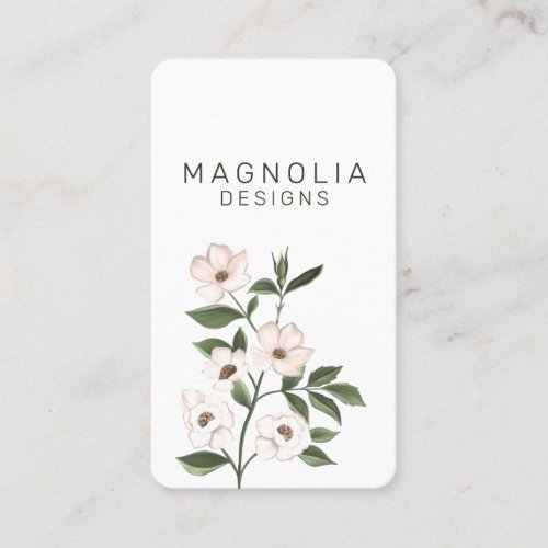 Magnolia White Flower Branch Illustration White Business Card