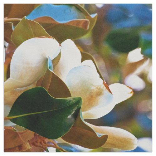 Magnolia White Flowers Fabric