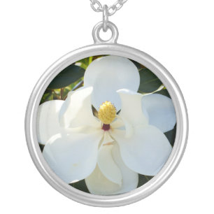 Magnolia White Silver Plated Necklace