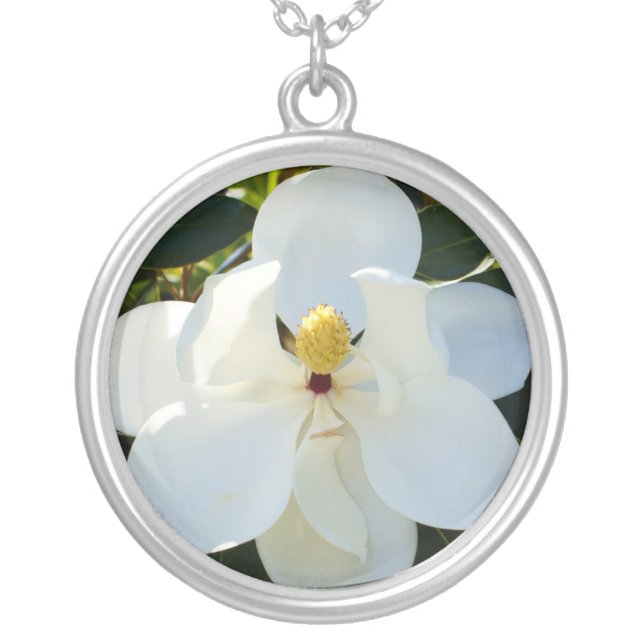Magnolia White Silver Plated Necklace (Front)