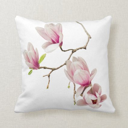 Magnolia White Throw Pillow