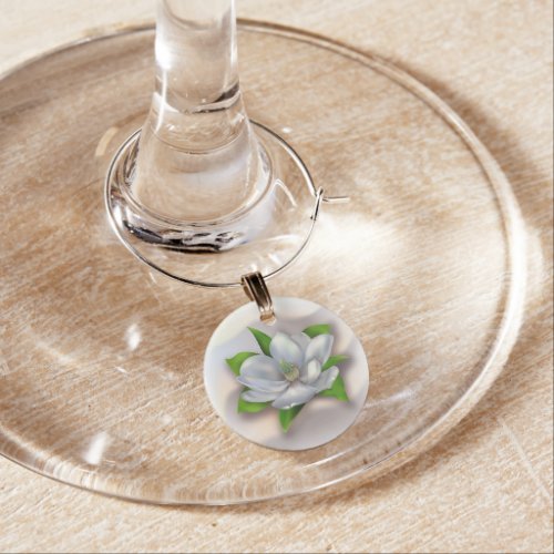 Magnolia Wine Glass Charm