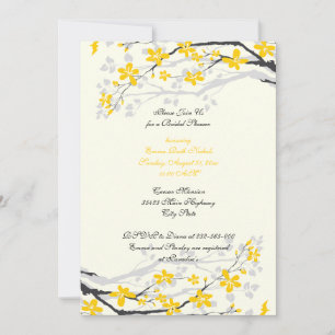 Magnolia yellow flowers bridal shower invitation