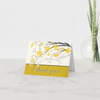 Magnolia yellow flowers wedding Thank you card