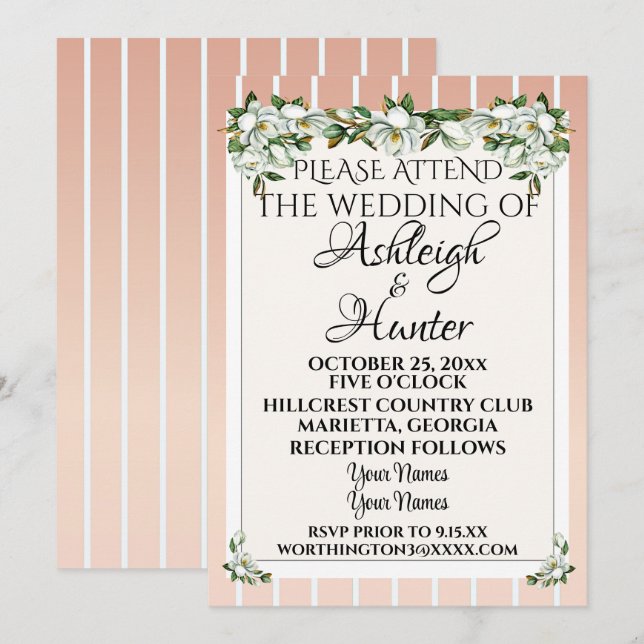 Magnolias -A Lovely Day For A Wedding - Invitation (Front/Back)