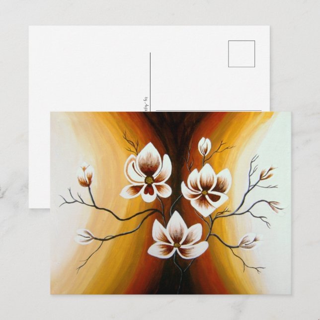 Magnolias, Acrylic - Holiday Postcard (Front/Back)