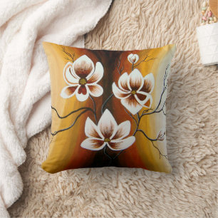Magnolias, acrylic throw pillow