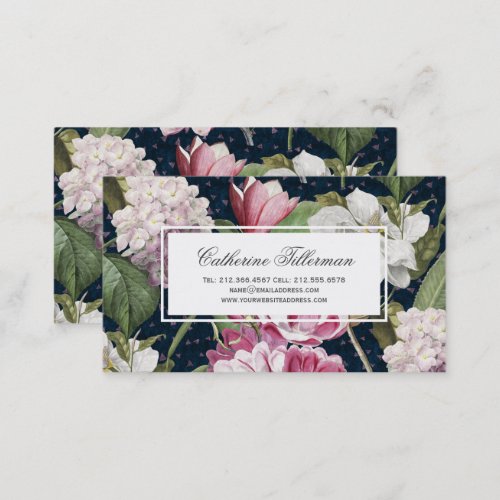 Magnolias and Hydrangeas Antique Botanical Business Card