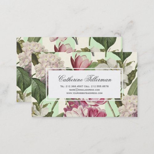 Magnolias and Hydrangeas Vintage Feminine Floral Business Card