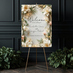 Magnolias and Lights Elegant Floral Wedding Foam Board
