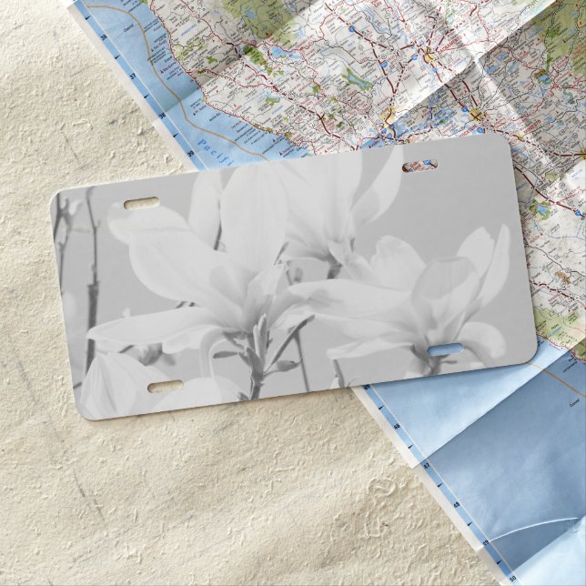 Magnolias Black & White #1 #wall #art  License Plate (In Situ)
