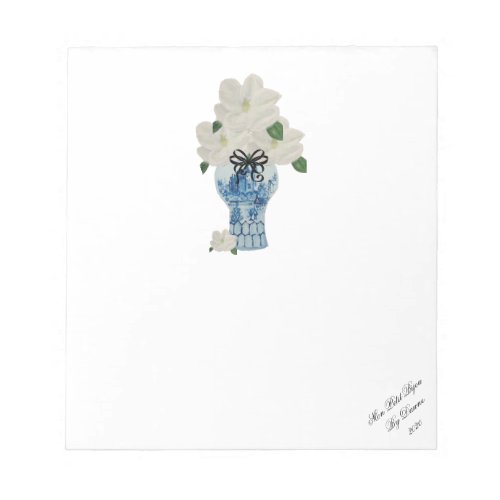 Magnolias Blue and White Ginger Jar Notepad