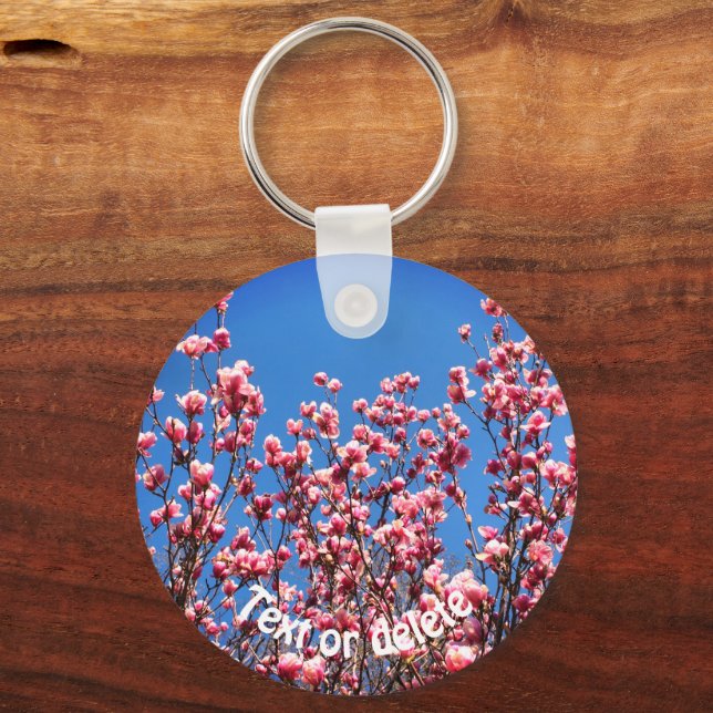 Magnolias Blue Sky Flower Personalized Keychain (Front)
