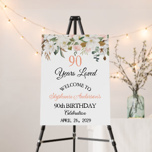 Magnolias Blush 90th Birthday Welcome Love flora Foam Board