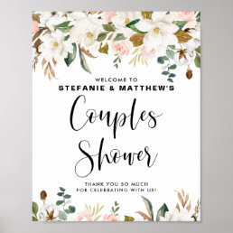 Magnolias &amp; Cotton Garland Couples Shower Welcome Poster