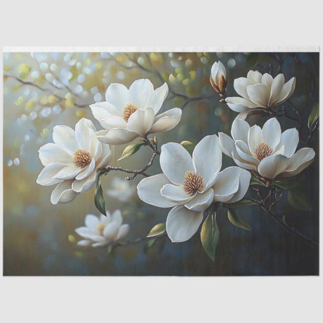 Magnolias Decoupage Tissue Paper (Front)