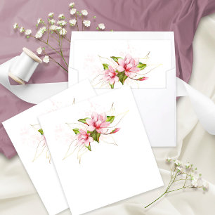 Magnolias Flowers Rustic Wedding Envelope Liner