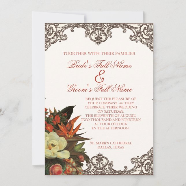 Magnolias n Bird of Paradise - Custom Wedding Invitation (Front)