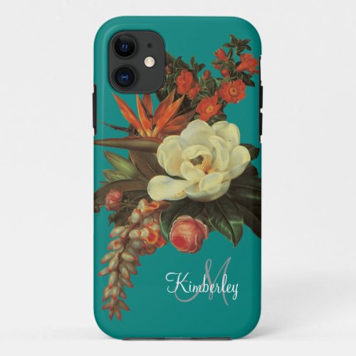 Magnolias n Bird of Paradise w Rose Orange iPhone 11 Case