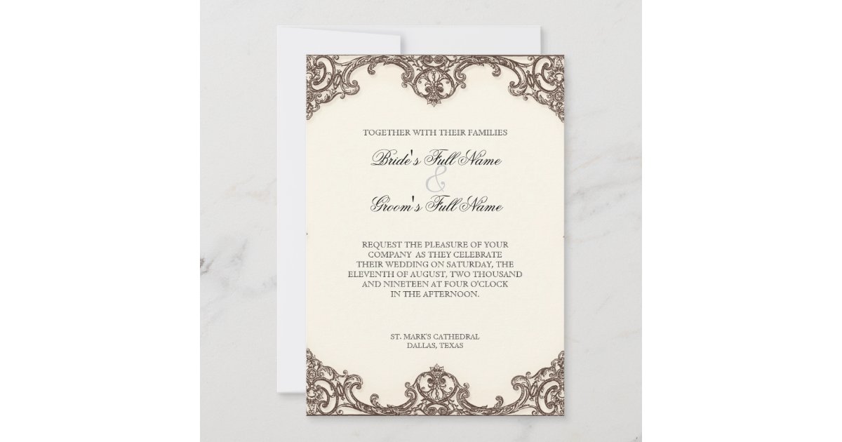 Neutral Earthy Taupe Floral Wood QR Code Wedding Invitation, Zazzle